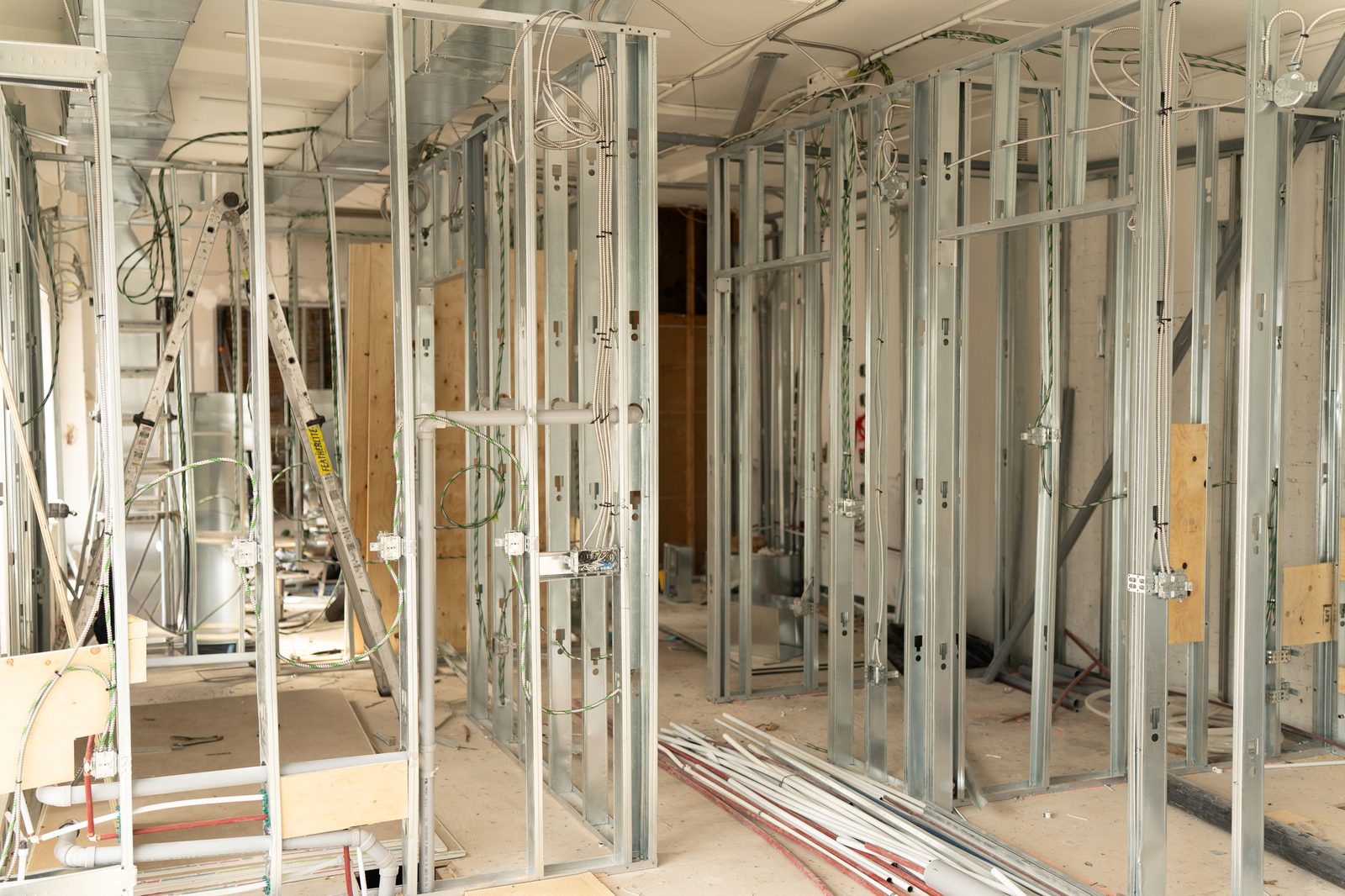 Interior construction and framing of the new dental clinic